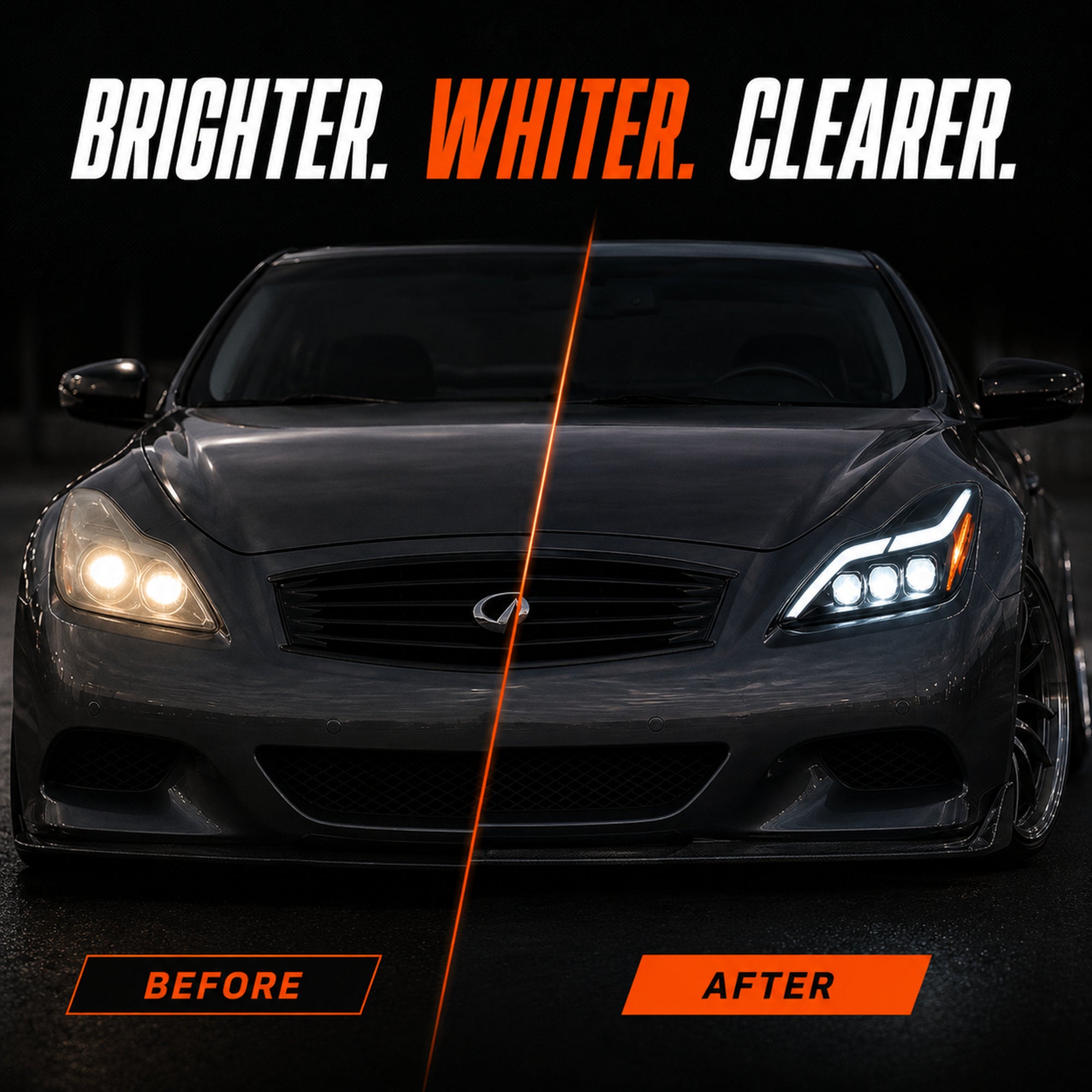 2008-2015 Infiniti G37 / Q60 Coupe & Convertible LED Triple Projector Headlights — clear LED function09 — H-G37