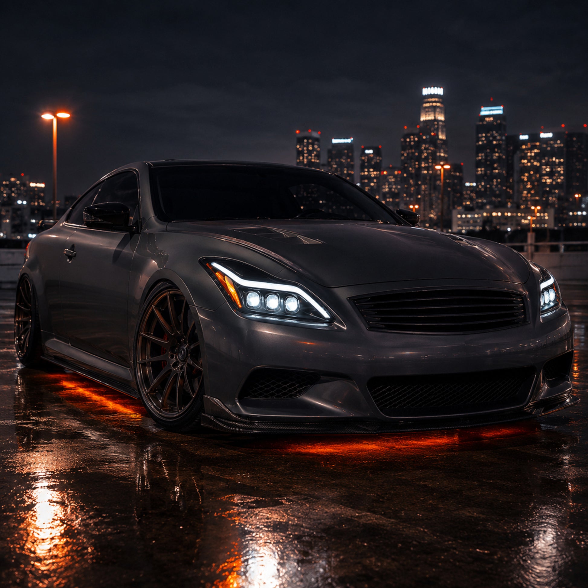 2008-2015 Infiniti G37 / Q60 Coupe & Convertible LED Triple Projector Headlights — clear LED scene02 — H-G37