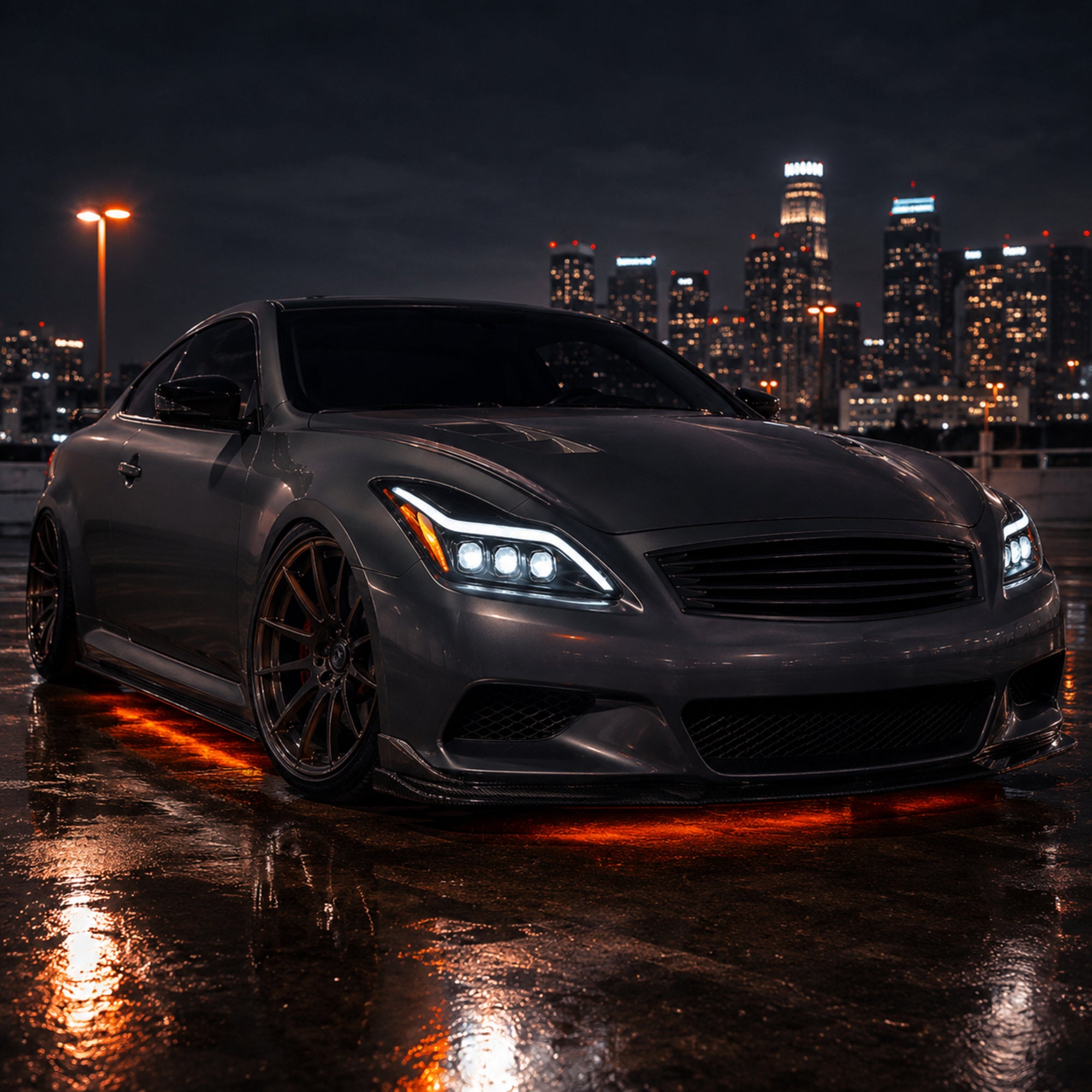 2008-2015 Infiniti G37 / Q60 Coupe & Convertible LED Triple Projector Headlights — clear LED scene02 — H-G37