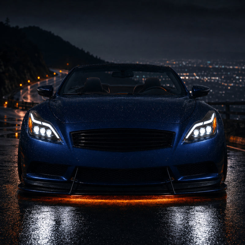 2008-2015 Infiniti G37 / Q60 Coupe & Convertible LED Triple Projector Headlights — clear LED scene04 — H-G37