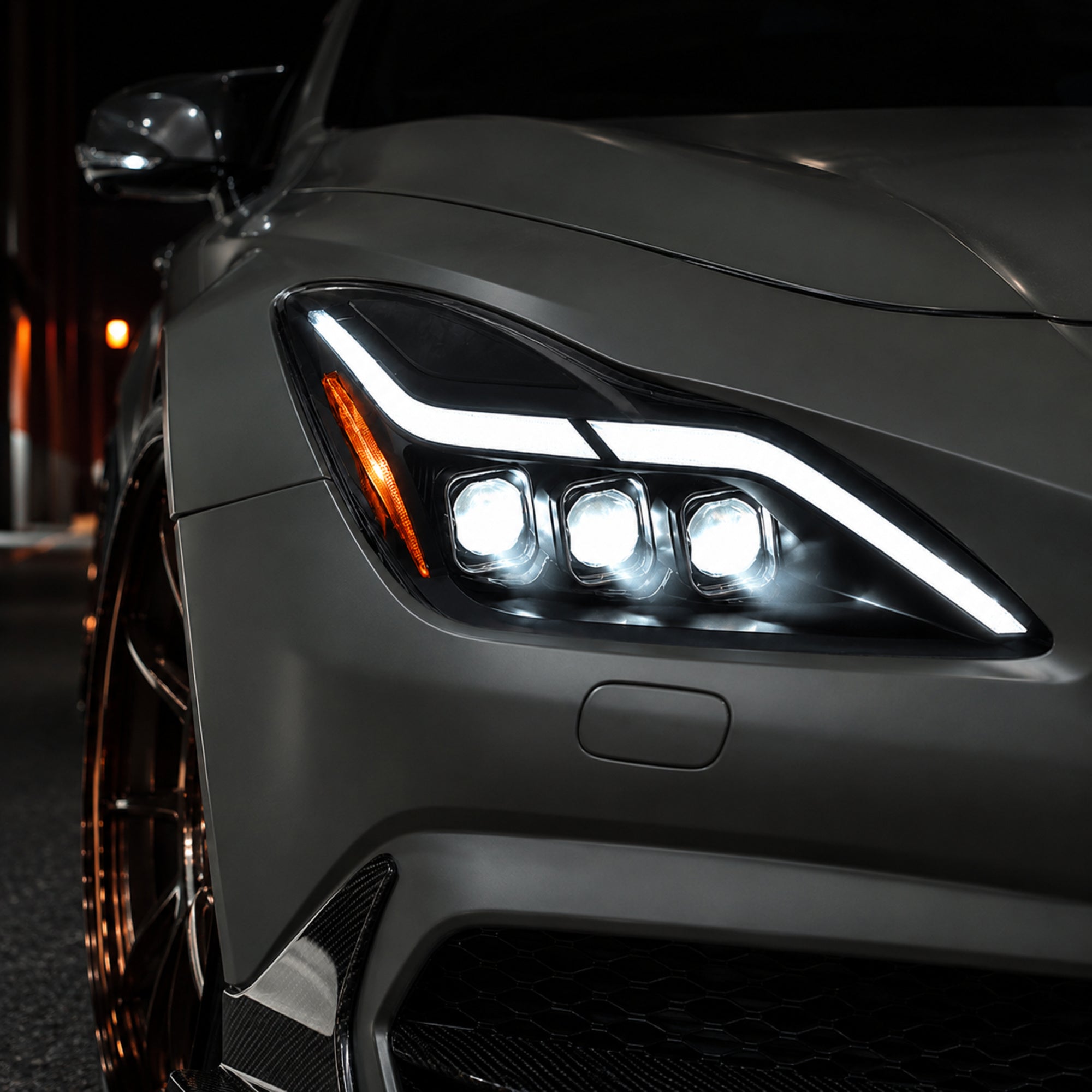 2008-2015 Infiniti G37 / Q60 Coupe & Convertible LED Triple Projector Headlights — clear LED scene05 — H-G37