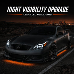 2008-2015 Infiniti G37 / Q60 Coupe & Convertible LED Triple Projector Headlights — clear LED scene07 — H-G37