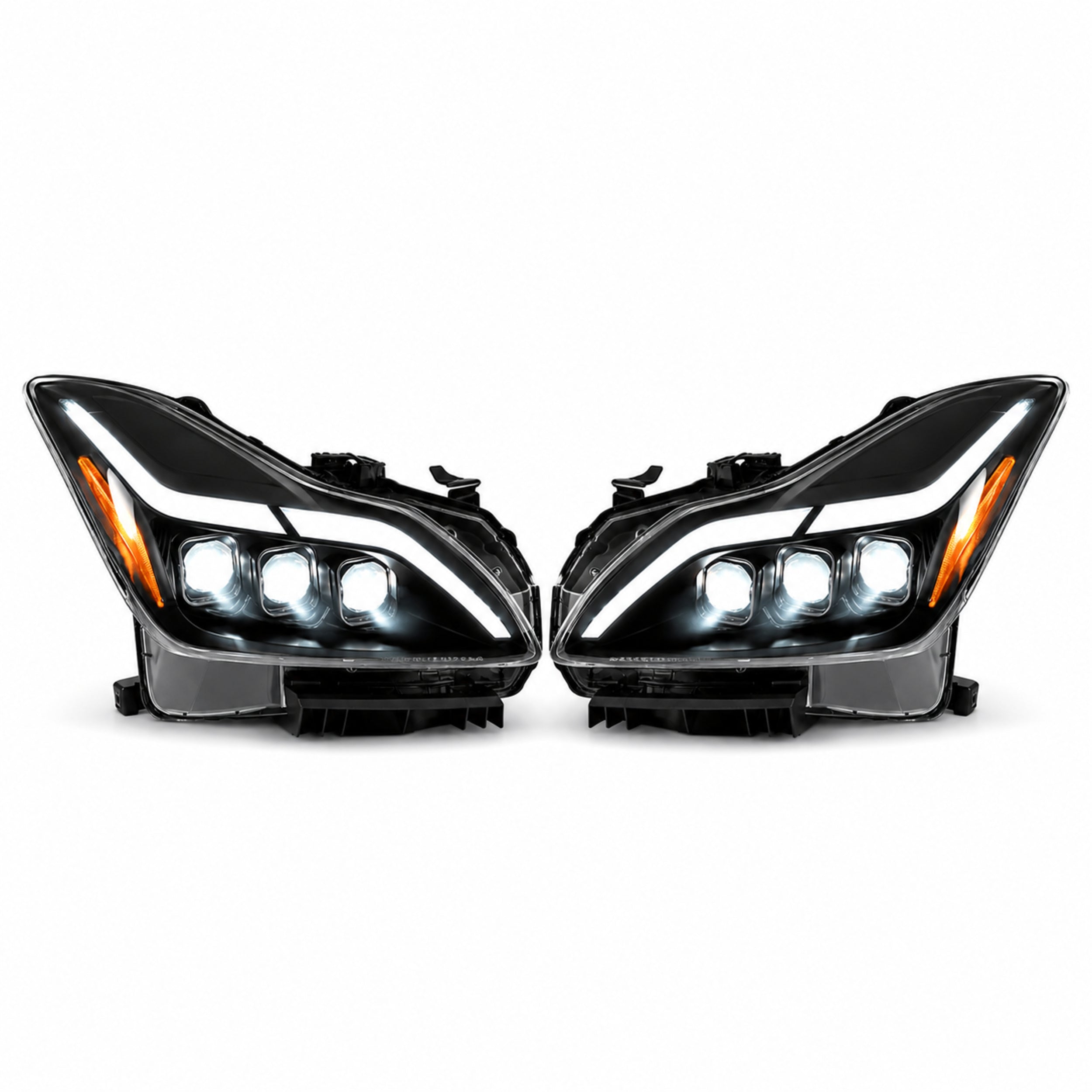 2008-2015 Infiniti G37 / Q60 Coupe & Convertible LED Triple Projector Headlights — clear LED white background01 — H-G37