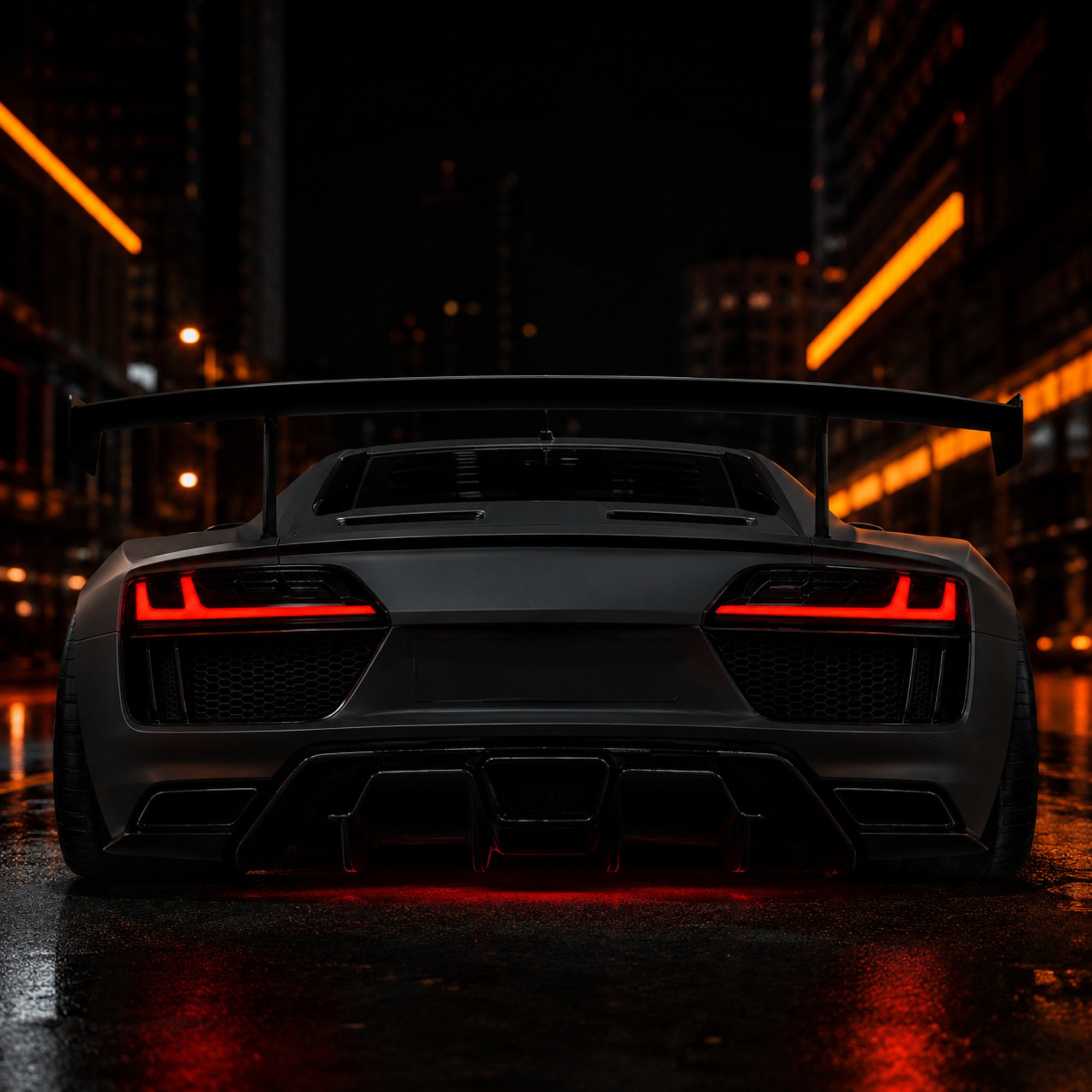 2008-2016 Audi R8 Sequential LED Tail Lights — clear white installed rear view - T-R8-08-CW