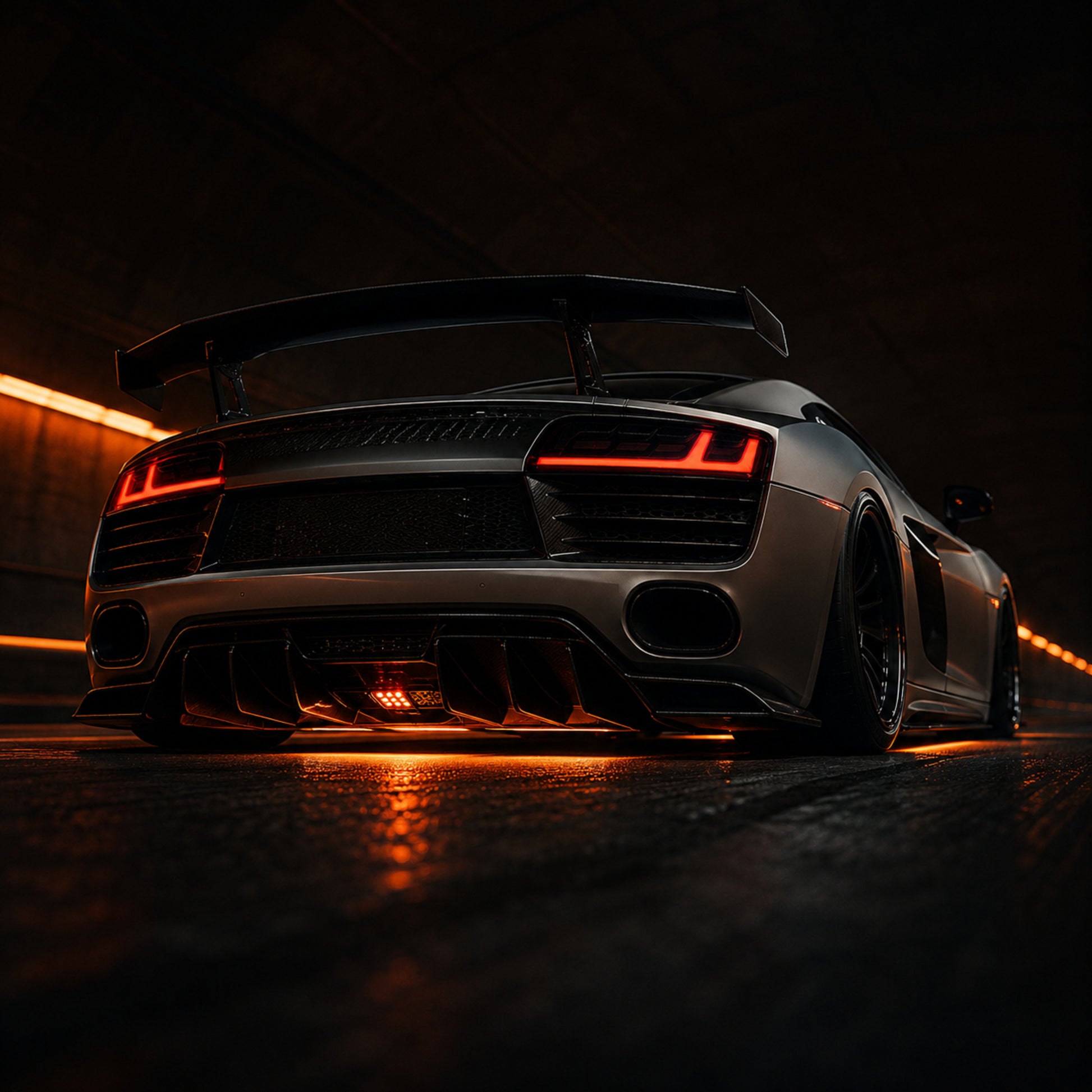 2008-2016 Audi R8 Sequential LED Tail Lights — clear white low angle rear - T-R8-08-CW