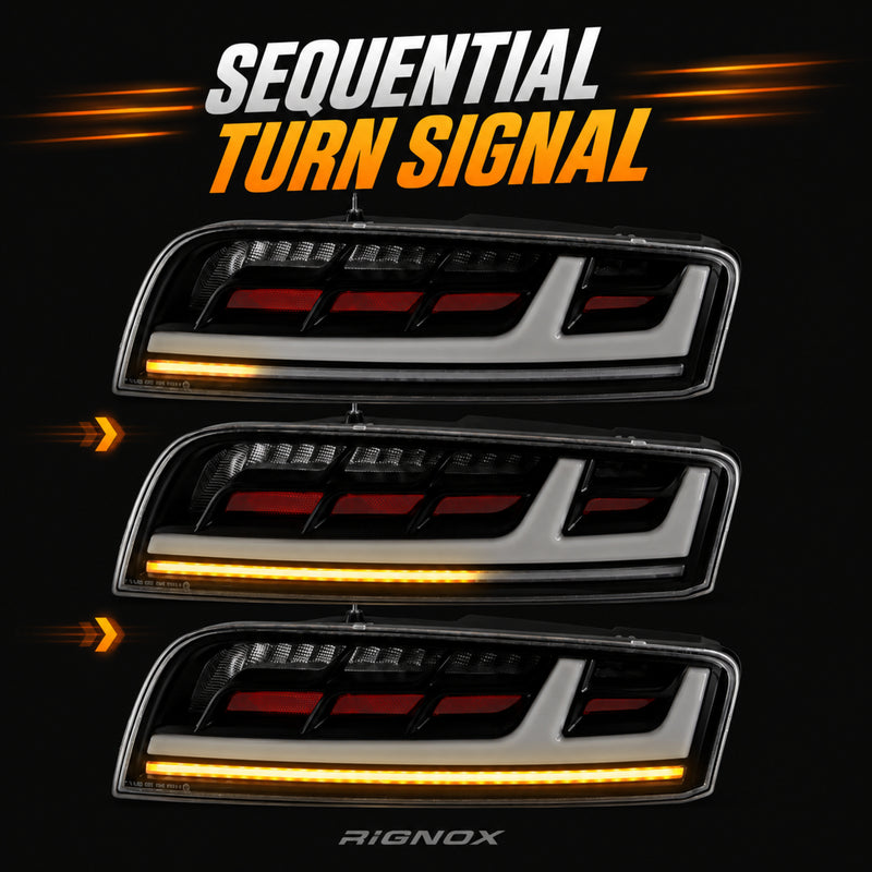 2008-2016 Audi R8 Sequential LED Tail Lights — clear white sequential turn signal - T-R8-08-CW