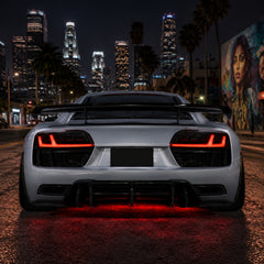 2008-2016 Audi R8 Sequential LED Tail Lights — clear white street rear view - T-R8-08-CW