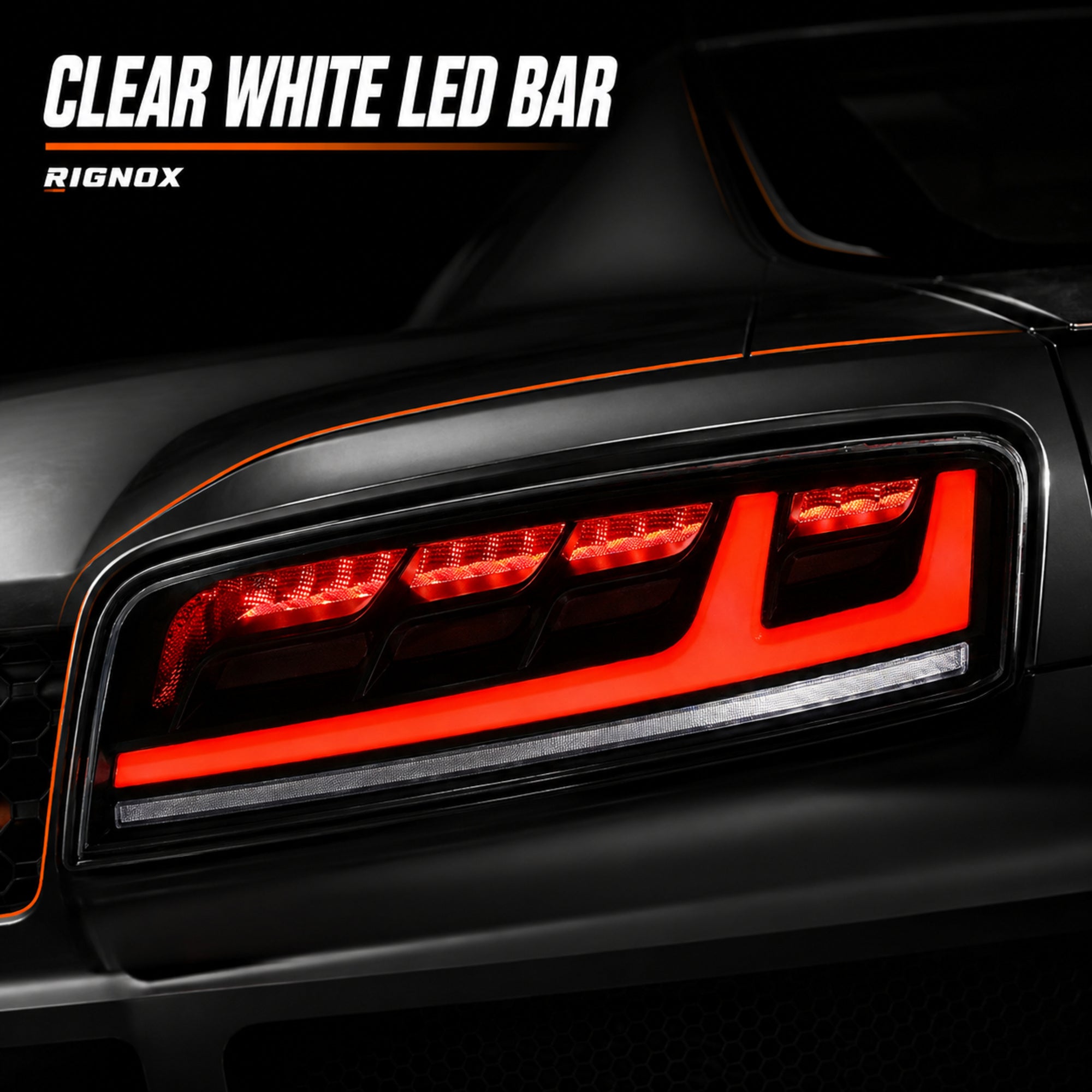 2008-2016 Audi R8 Sequential LED Tail Lights — clear white tail light close up - T-R8-08-CW