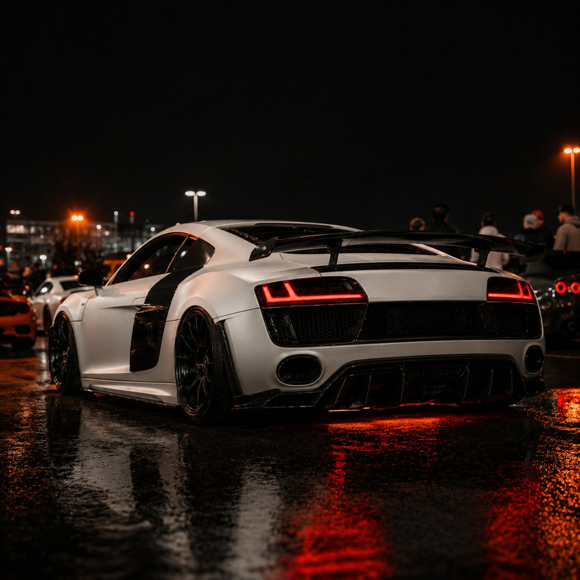2008-2016 Audi R8 Sequential LED Tail Lights — clear white LED car club low angle - T-R8-08-CW
