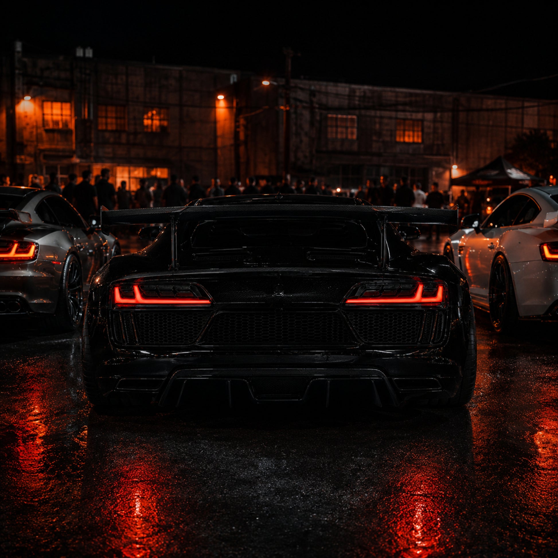 2008-2016 Audi R8 Sequential LED Tail Lights — clear white LED car club rear lineup - T-R8-08-SR