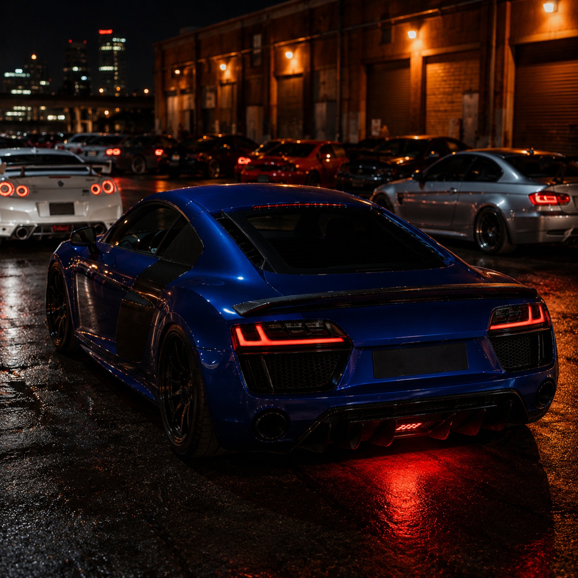 2008-2016 Audi R8 Sequential LED Tail Lights — clear white LED car club street meet - T-R8-08-CW
