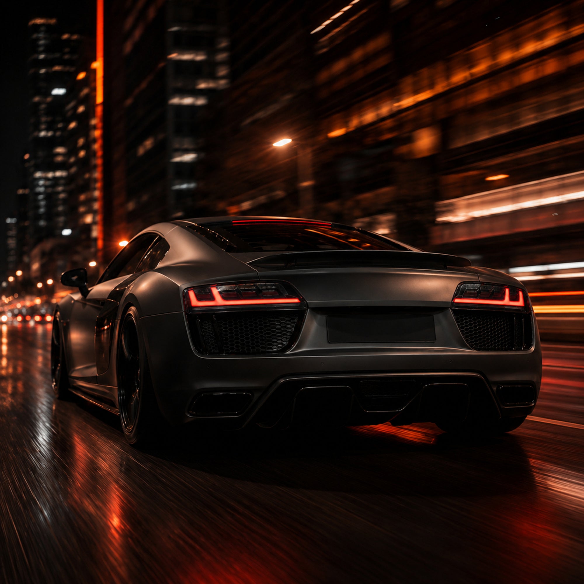 2008-2016 Audi R8 Sequential LED Tail Lights — clear white LED night rear rolling - T-R8-08-CW