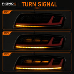 2008-2016 Audi R8 Sequential LED Tail Lights — smoked red turn signal function - T-R8-08-SR