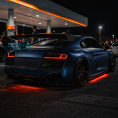 2008-2016 Audi R8 Sequential LED Tail Lights — smoked red LED rear45 satin blue - T-R8-08-SR