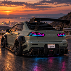 2008-2017 Mitsubishi Lancer / EVO X Sequential LED Tail Lights — mountain road driving — T-EVO-SRGB