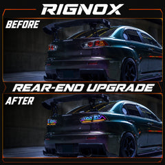 2008-2018 Mitsubishi Lancer / EVO X Sequential LED Tail Lights — digital RGB before after14 - T-EVO-SDG