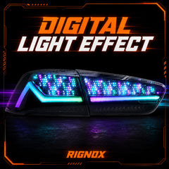 2008-2018 Mitsubishi Lancer / EVO X Sequential LED Tail Lights — digital RGB digital effect11 - T-EVO-SDG