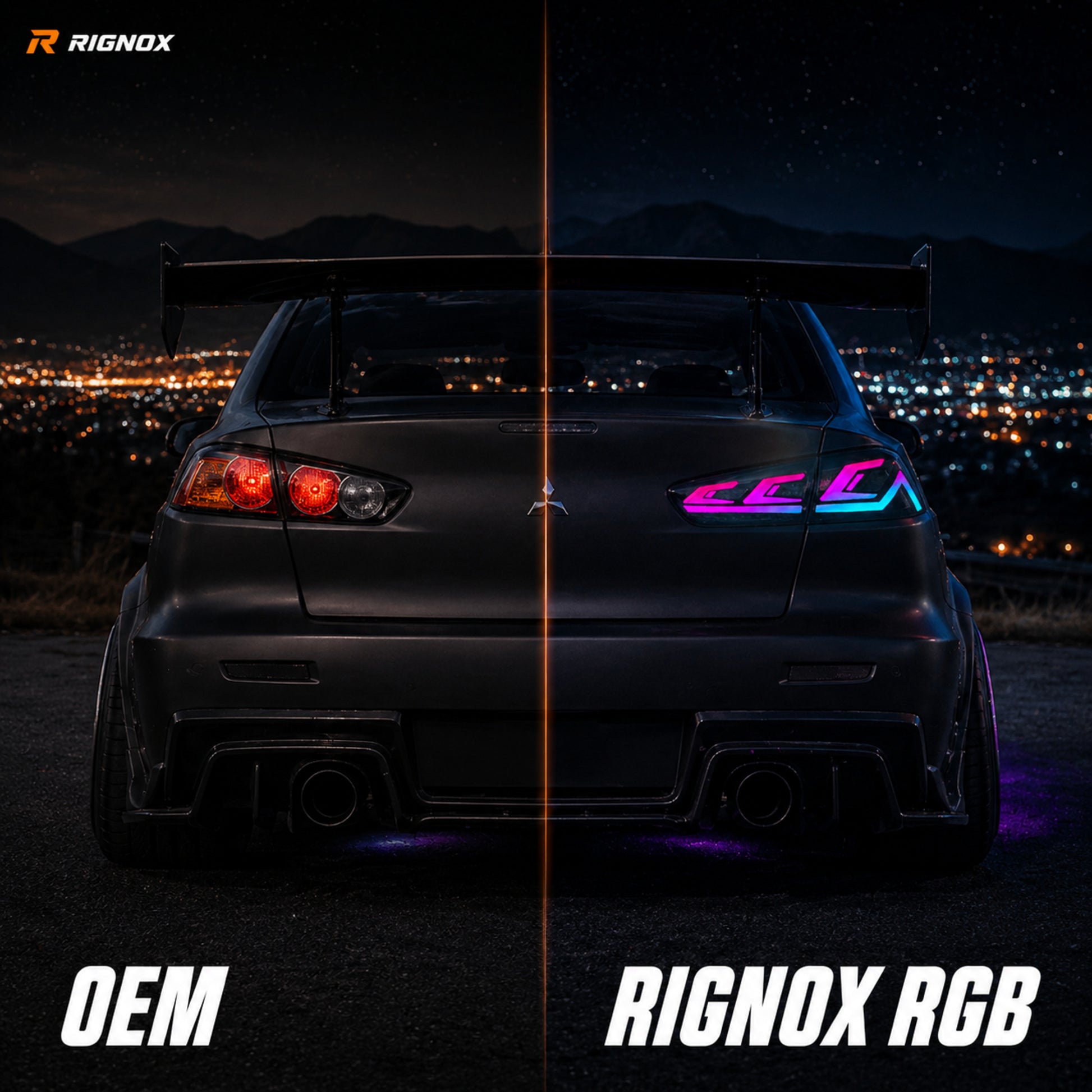 2008-2018 Mitsubishi Lancer / EVO X Sequential LED Tail Lights — rgbsequential before after15 - T-EVO-SRGB