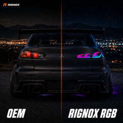 2008-2018 Mitsubishi Lancer / EVO X Sequential LED Tail Lights — rgbsequential before after15 - T-EVO-SRGB