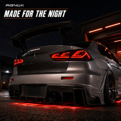2008-2018 Mitsubishi Lancer / EVO X Sequential LED Tail Lights — smoke red sequential low angle rear08 - T-EVO-SR
