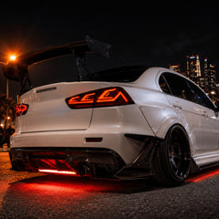 2008-2018 Mitsubishi Lancer / EVO X Sequential LED Tail Lights — smoke red sequential rear45 night03 - T-EVO-SR