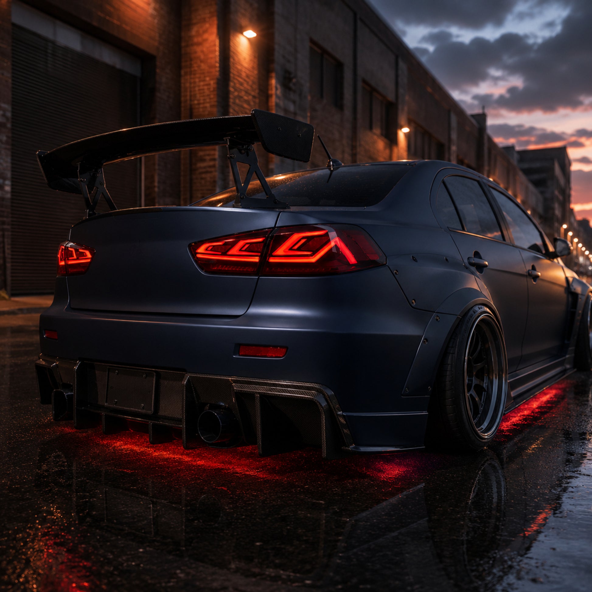 2008-2018 Mitsubishi Lancer / EVO X Sequential LED Tail Lights — smoke red sequential side rear4504 - T-EVO-SR