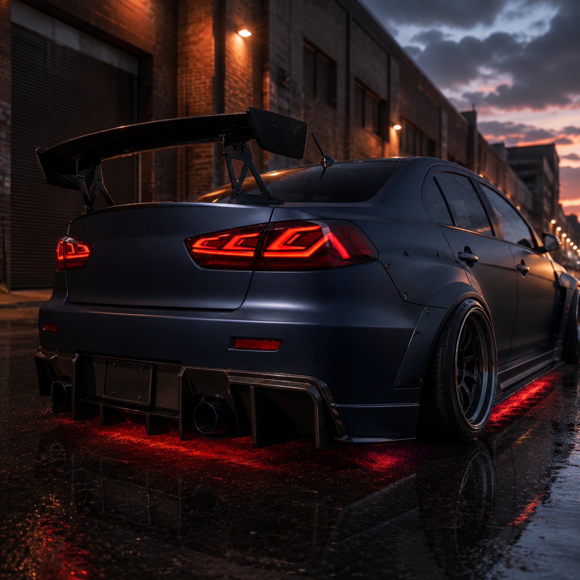 2008-2018 Mitsubishi Lancer / EVO X Sequential LED Tail Lights — smoke red sequential side rear4504 - T-EVO-SR