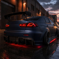 2008-2018 Mitsubishi Lancer / EVO X Sequential LED Tail Lights — smoke red sequential side rear4504 - T-EVO-SR