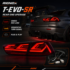 2008-2018 Mitsubishi Lancer / EVO X Sequential LED Tail Lights — smoke red sequential summary16 - T-EVO-SR