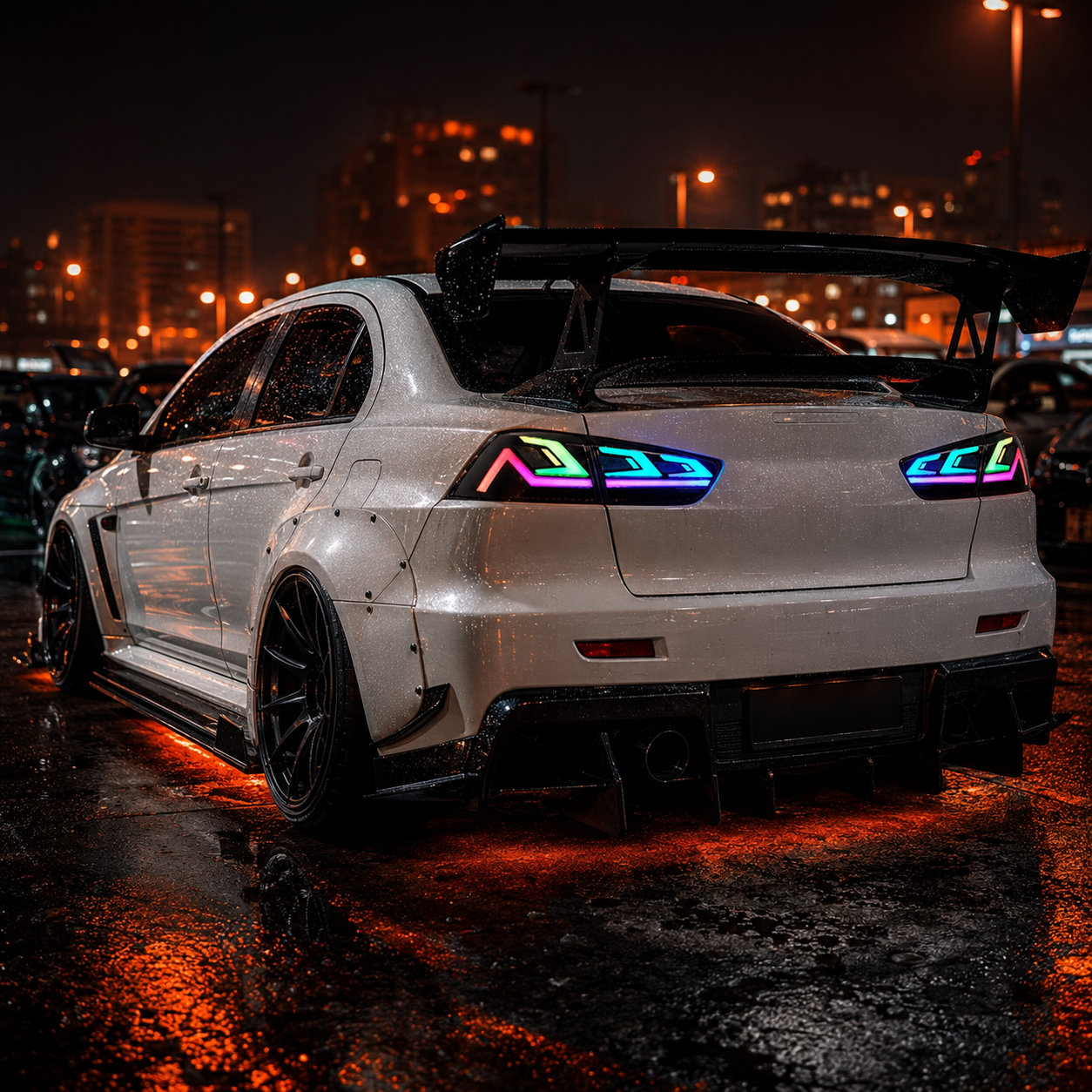 2008-2018 Mitsubishi Lancer / EVO X Sequential LED Tail Lights — sequential LED car meet - T-EVO-SRGB