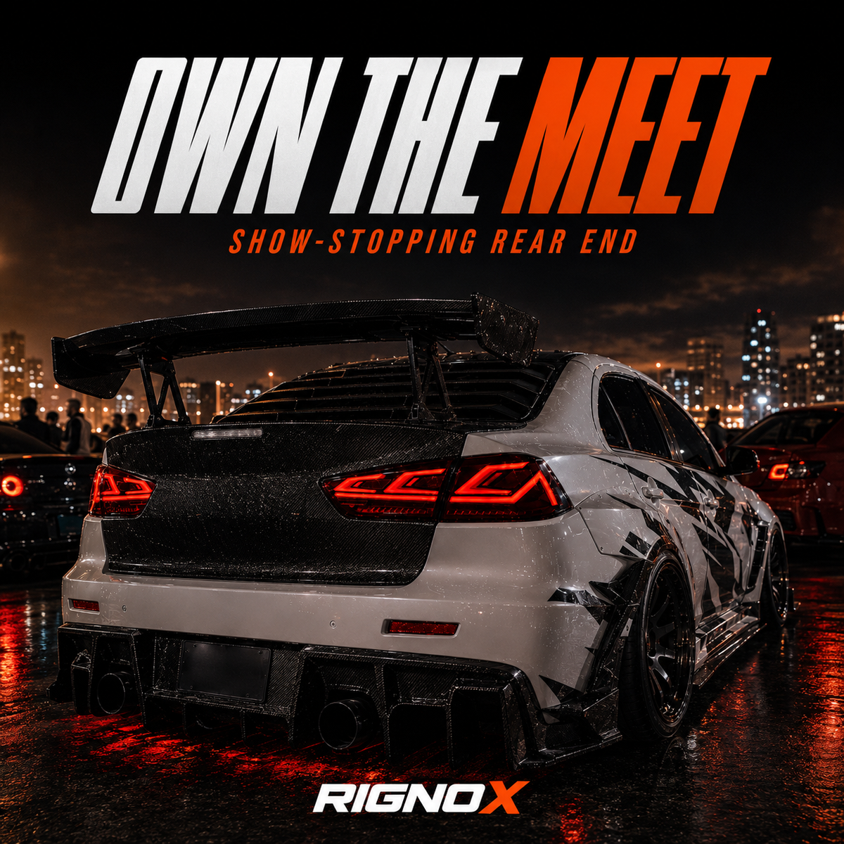 2008-2018 Mitsubishi Lancer / EVO X Sequential LED Tail Lights — car meet scene — T-EVO-SR