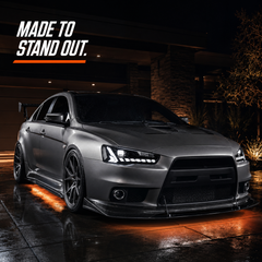 2008-2018 Mitsubishi Lancer / EVO X LED Projector Headlights — clear RGB sequential driveway presence - H-EVO-CW