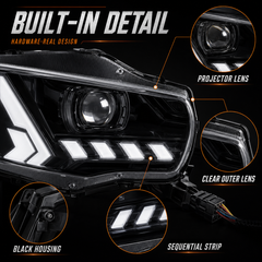2008-2018 Mitsubishi Lancer / EVO X LED Projector Headlights — clear RGB sequential supplement - H-EVO-CW