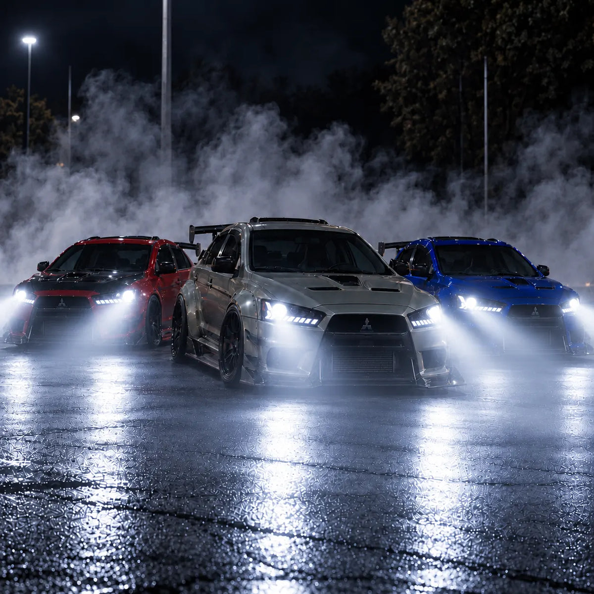 2008-2017 Mitsubishi Lancer / EVO X LED Projector Headlights — car meet and show -up — H-EVO-CW