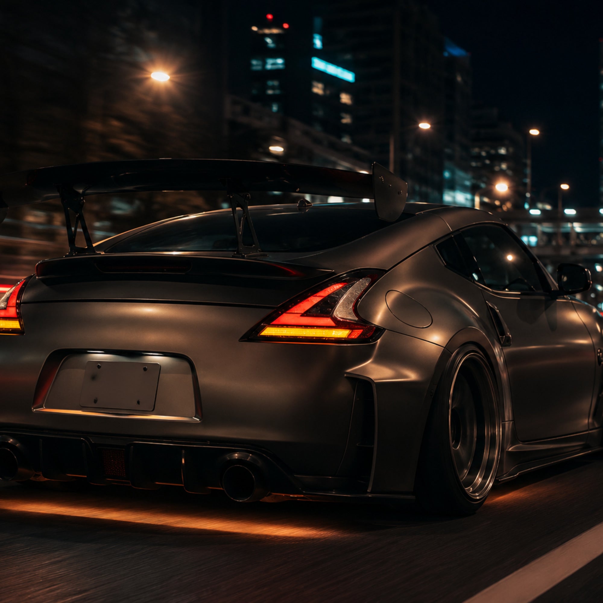 2008-2021 Nissan 370Z Z34 Sequential LED Tail Lights — clear white sequential night motion effect - T-370Z-CW