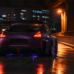 2008-2021 Nissan 370Z Z34 Sequential LED Tail Lights — clear white sequential night rear view - T-370Z-CW