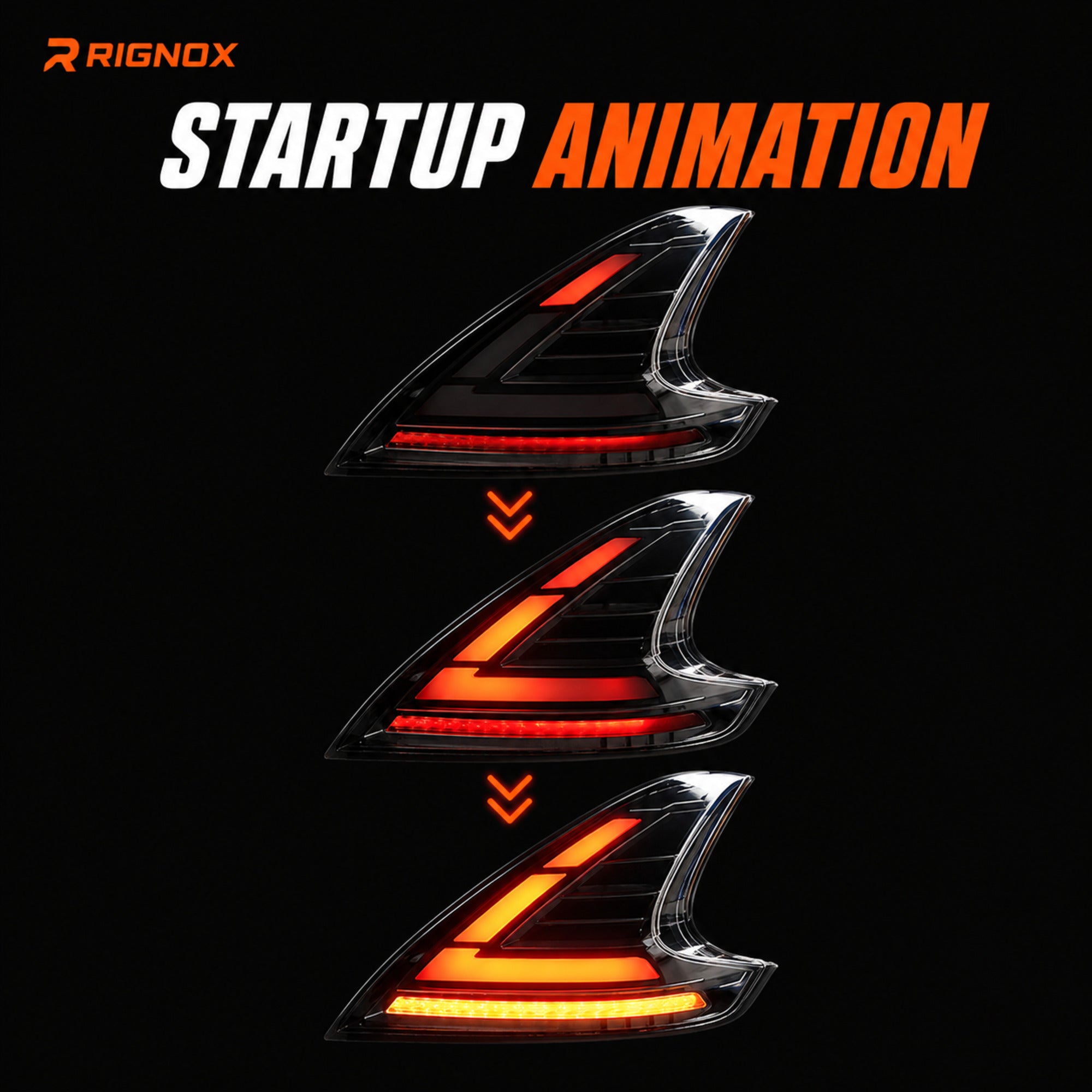2008-2021 Nissan 370Z Z34 Sequential LED Tail Lights — clear white sequential startup animation - T-370Z-CW