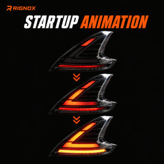 2008-2021 Nissan 370Z Z34 Sequential LED Tail Lights — clear white sequential startup animation - T-370Z-CW