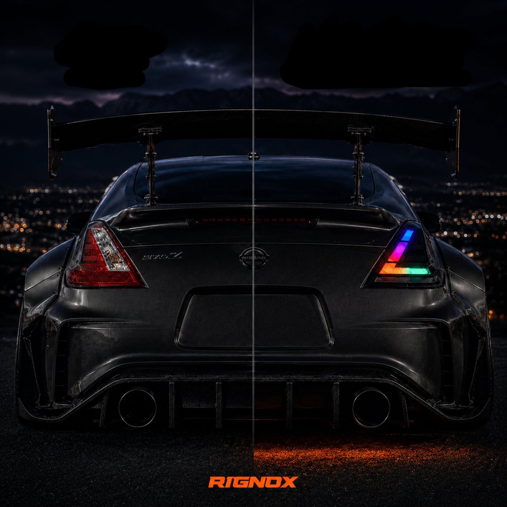 2008-2021 Nissan 370Z Z34 Sequential LED Tail Lights — partial rgbsequential before after09 - T-370Z-CRGB-P