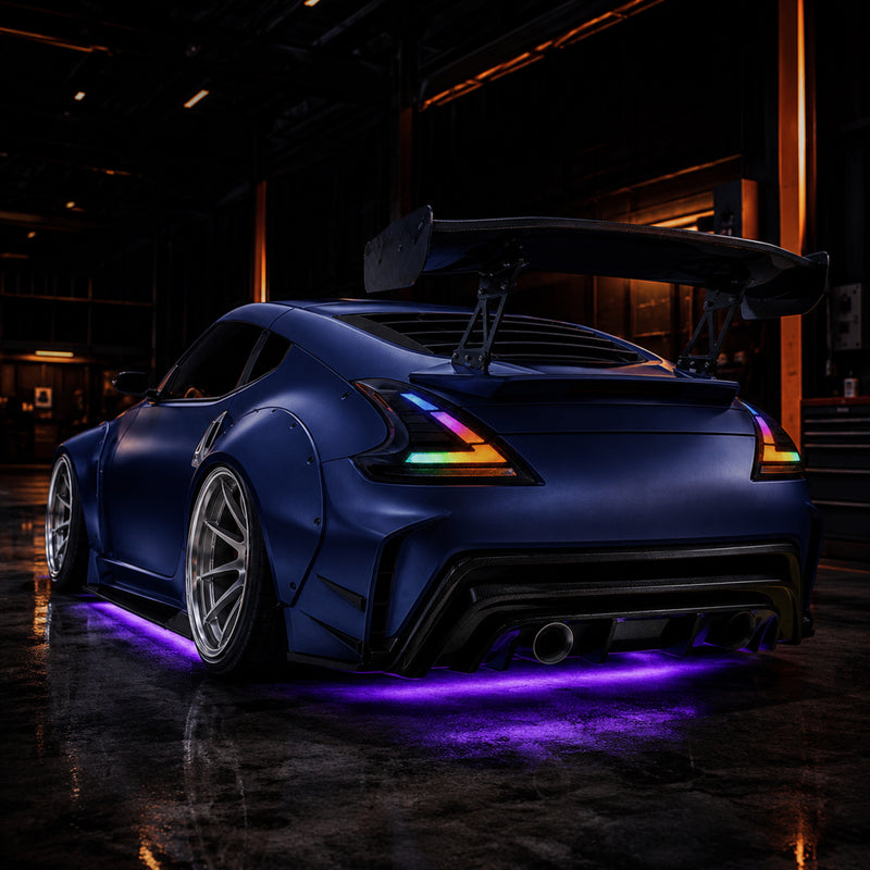 2008-2021 Nissan 370Z Z34 Sequential LED Tail Lights — partial rgbsequential garage show05 - T-370Z-CRGB-P