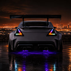 2008-2021 Nissan 370Z Z34 Sequential LED Tail Lights — partial rgbsequential installed night02 - T-370Z-CRGB-P