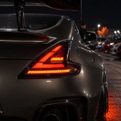 2008-2021 Nissan 370Z Z34 Sequential LED Tail Lights — smoked white sequential close scene olive gray car meet 06 d66612e1 - T-370Z-SW