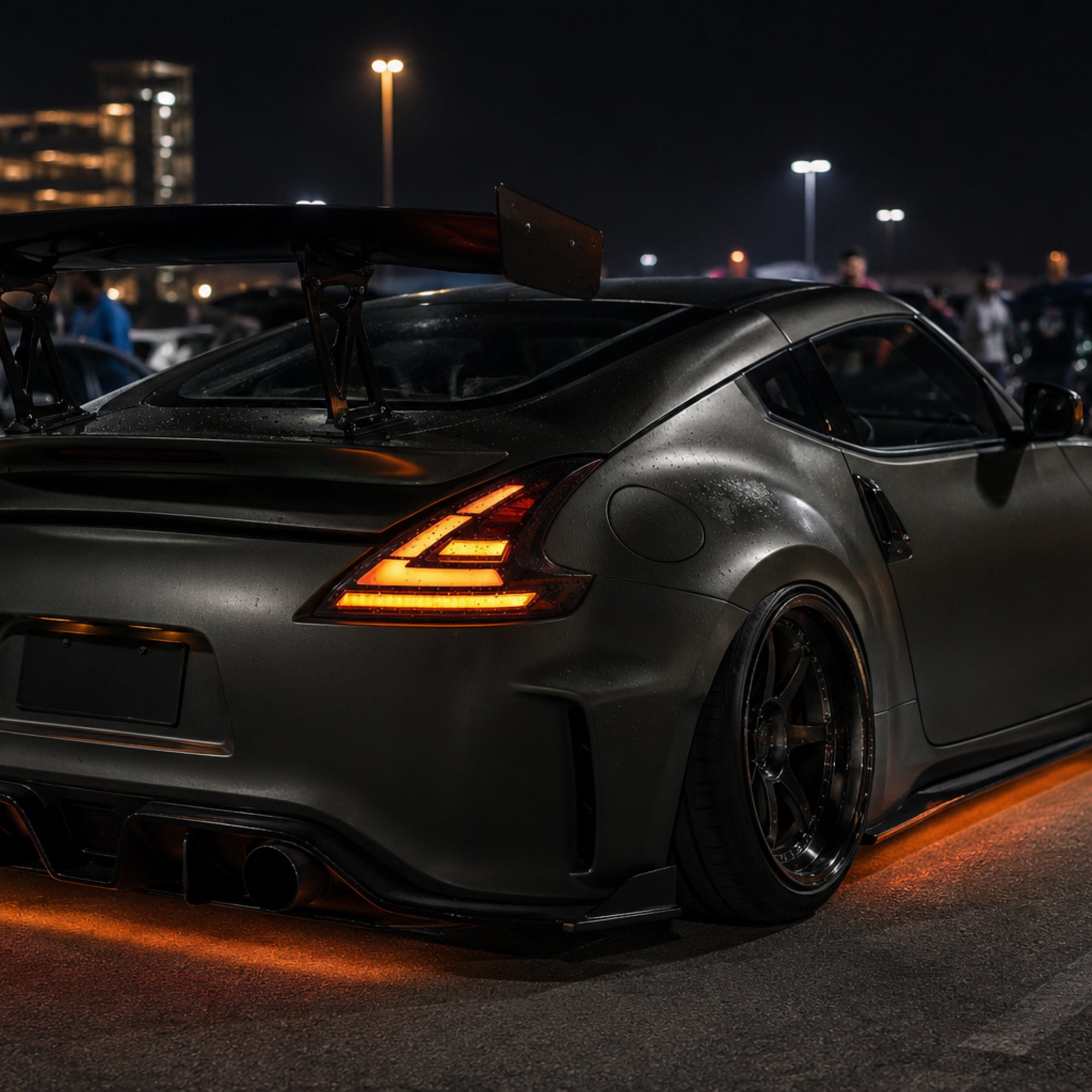 2008-2021 Nissan 370Z Z34 Sequential LED Tail Lights — smoked white sequential scene car meet olive gray 06 d8407f75 55c5 - T-370Z-SW