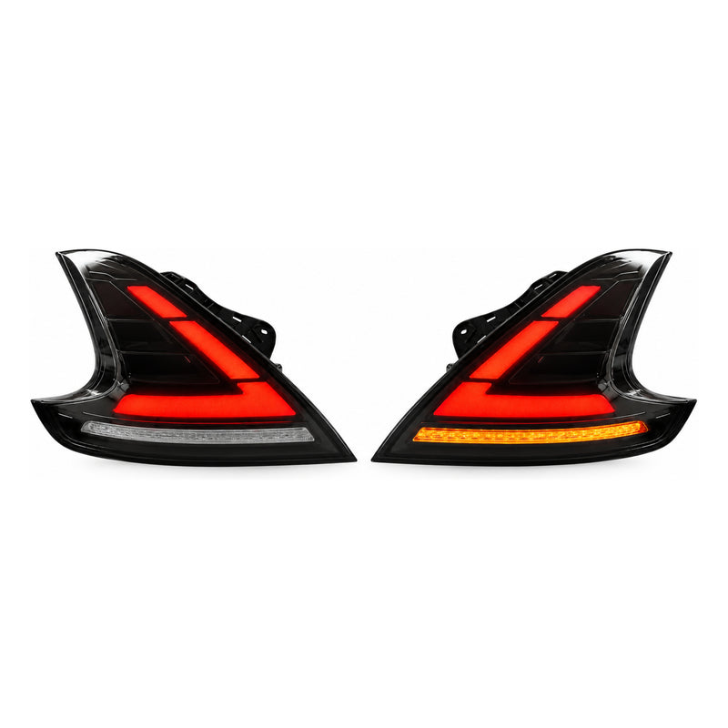 2008-2021 Nissan 370Z Z34 Sequential LED Tail Lights — smoked white sequential white background lit 02 d26b8228 7210 49fd - T-370Z-SW
