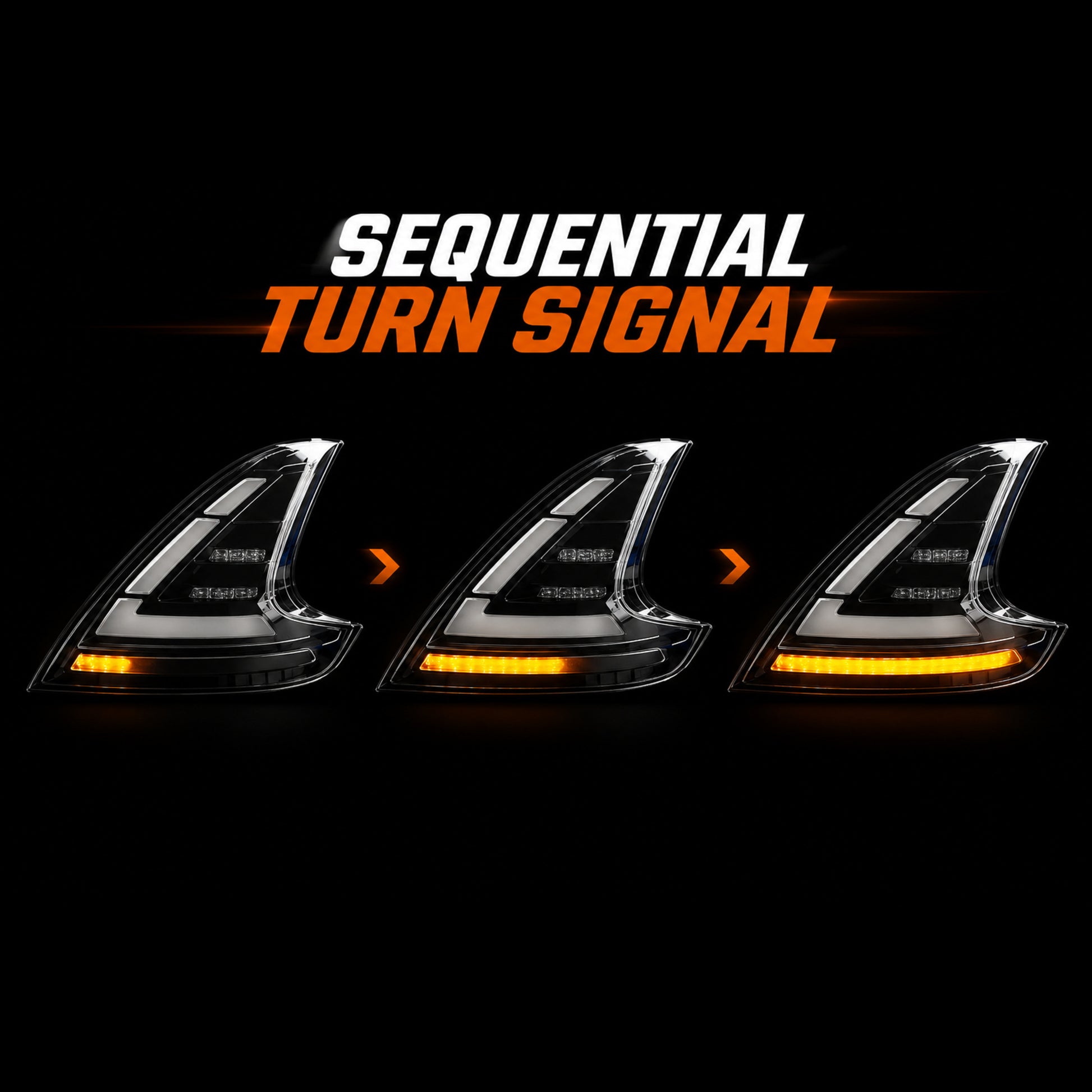 2008-2021 Nissan 370Z Z34 Sequential LED Tail Lights — clear white sequential sequential turn signal square 2000x2000 - T-370Z-CW