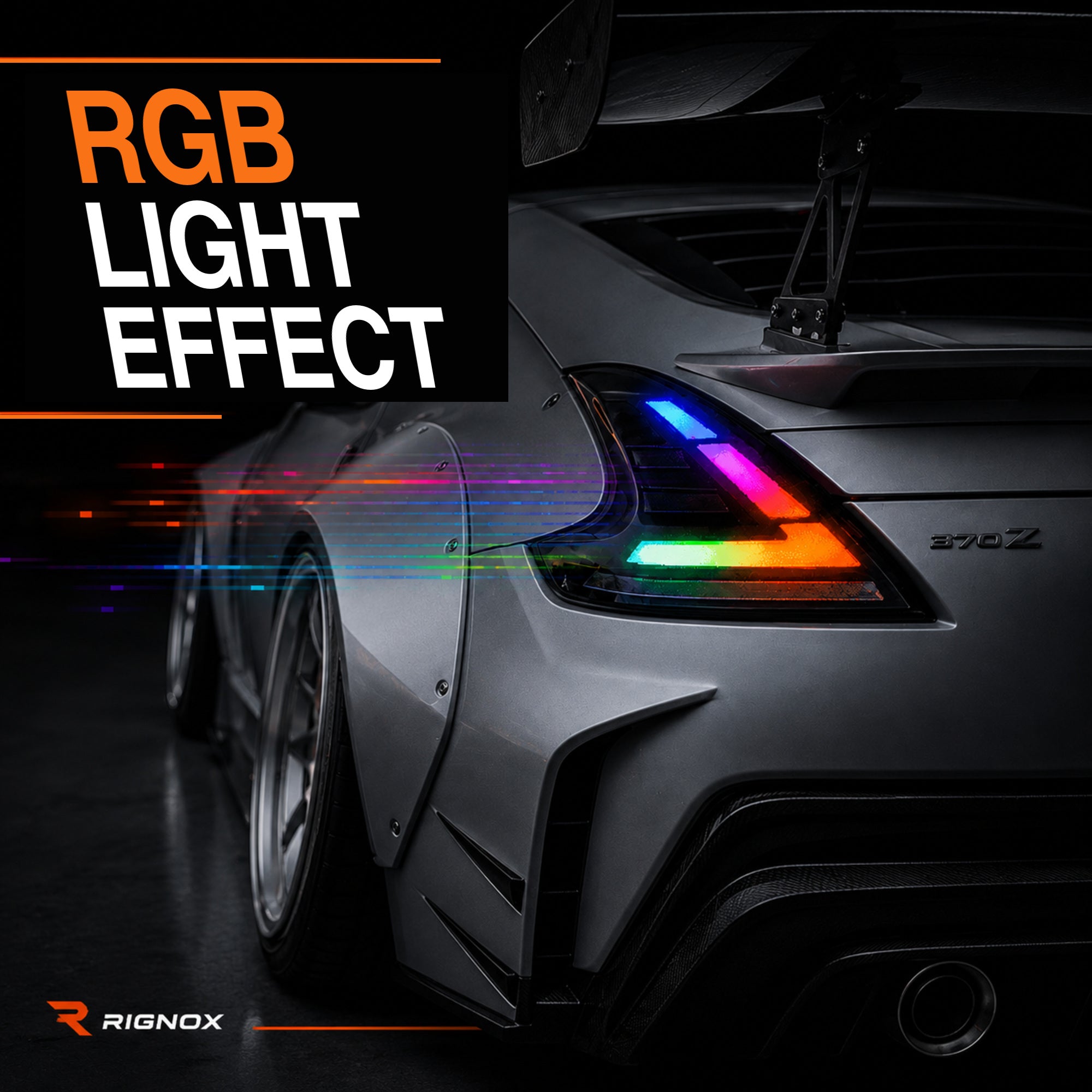 2008-2021 Nissan 370Z Z34 Sequential LED Tail Lights — partial RGB sequential RGB effect - T-370Z-CRGB-P