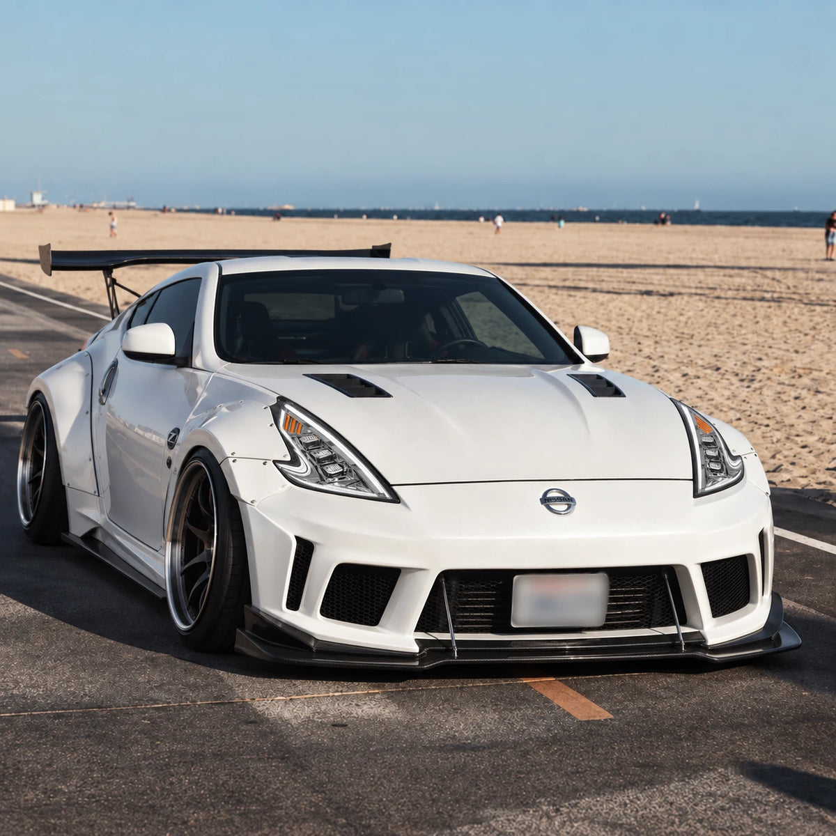 2009-2020 Nissan 370Z Z34 LED Triple Projector Headlights Assembly — lights-off look — H-370Z08-CH-RGB