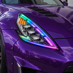2009-2020 Nissan 370Z Z34 LED Triple Projector Headlights Assembly — RGB running light — H-370Z08-CH-RGB