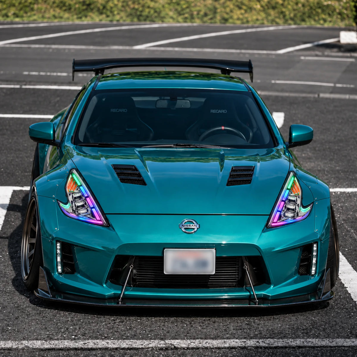 2009-2020 Nissan 370Z Z34 LED Triple Projector Headlights Assembly — RGB street view — H-370Z08-CH-RGB