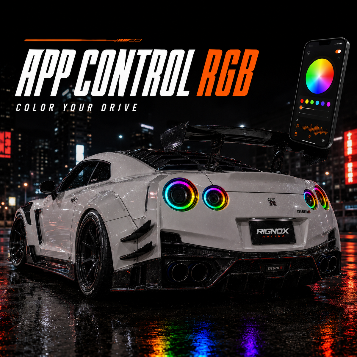 2008-2024 Nissan GT-R R35 Sequential LED Tail Lights NISMO Style — RGB app control — T-GTR-SRGB